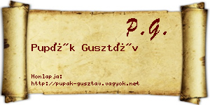 Pupák Gusztáv névjegykártya