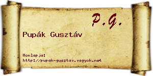Pupák Gusztáv névjegykártya